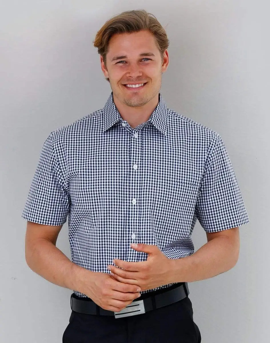 BENCHMARK Men’s Gingham Check Short Sleeve Shirt M7300S Metro Workwear.